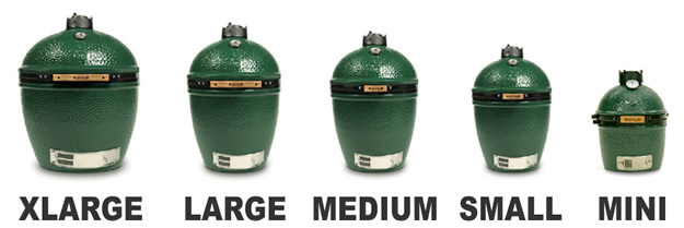 The different sizes that the Big Green Egg comes in