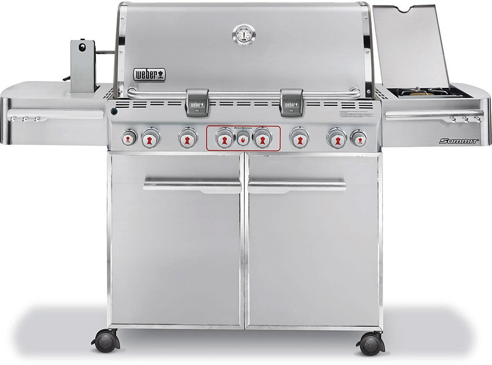 Weber Summit Series Grill shown is stainless steel finish